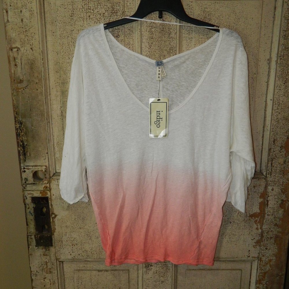 We the free/free people dip dyed linen blend top Size M (READ) (Q-26)